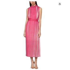 BCBGMaxAzria Mock Neck Pleated Belted Midi Dress NWT Size XL
